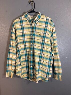 Roper Teal and Yellow Plaid Button-Down Shirt